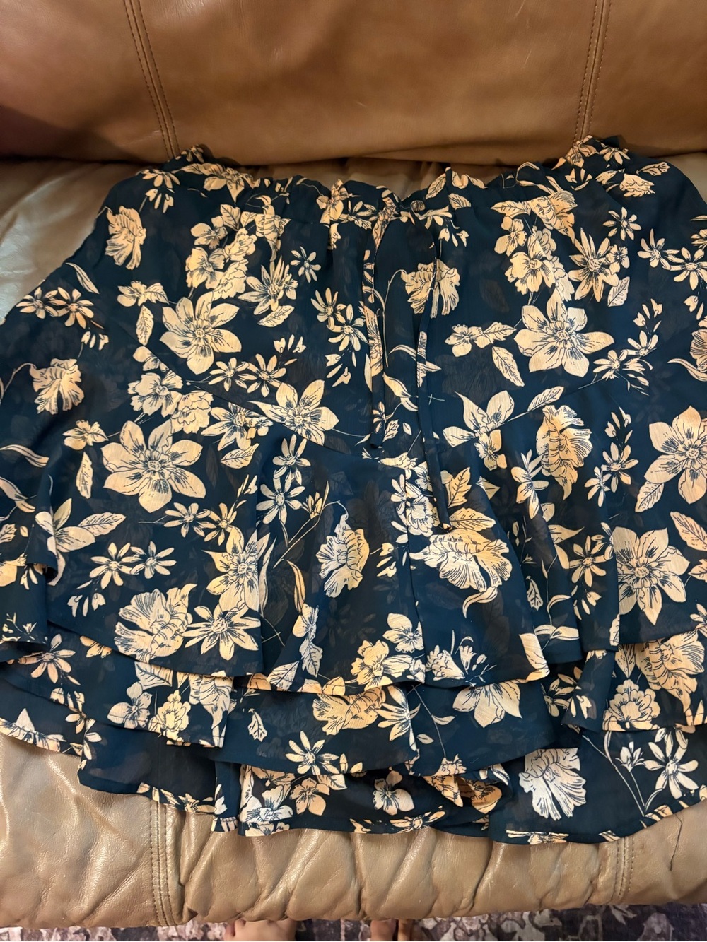 Women's Floral Ruffle Mini Skort - Black with orangeFloral - Picture 2 of 6